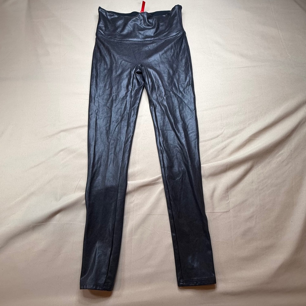 Spanx Faux Leather Leggings Black High Waisted Petite Medium M M/M